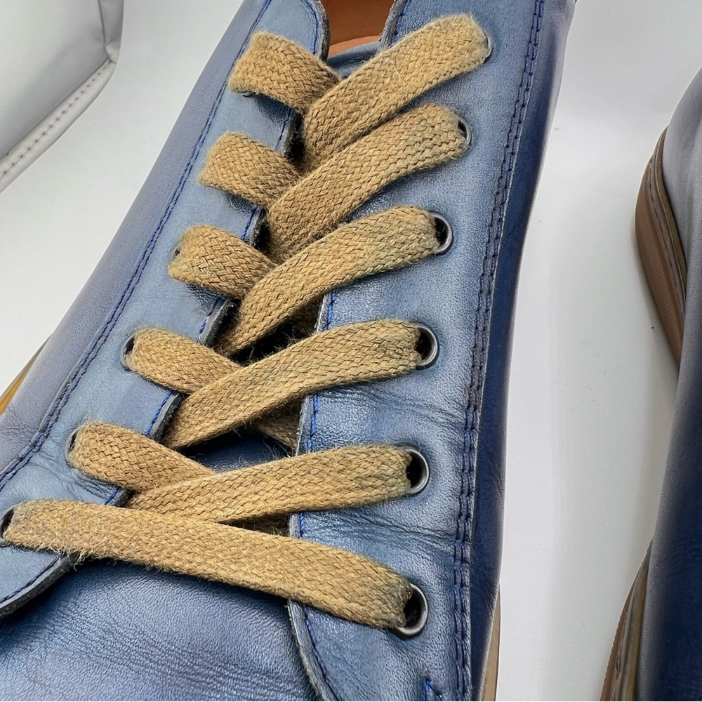 Mezlan Masi Lace Up Leather Sneaker Mens 10M Blue Made in Spain Quiet Luxury - Picture 10 of 11